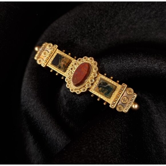 Rare Find 14K Solid Gold Antique Early 20th Century Brooch With Real Stones - Picture 1 of 6